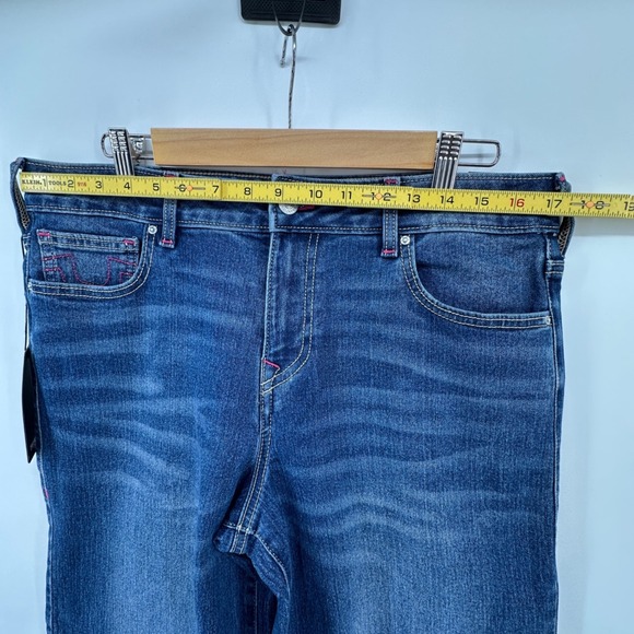 $164 NWT True Religion Bobbi Low Slung Baggy Medium Wash Jeans Pink Stitch 30 - Picture 9 of 15